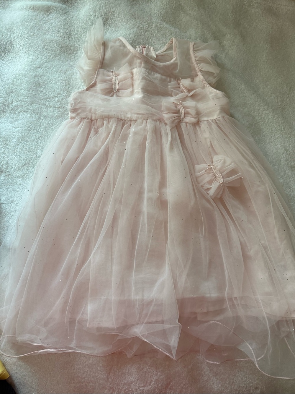 Girls Light Pink Tulle Party Dress with Bows size 5T